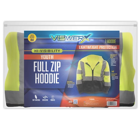 Viswerx Youth Hi-Vis Full Zip Hoodie , Size 3T 127-22082
